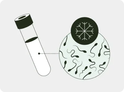 Frozen spern and test tube