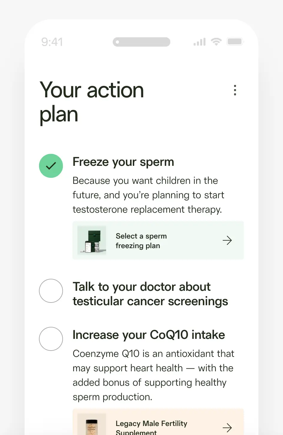 Screen of your action plan to take control of your health image