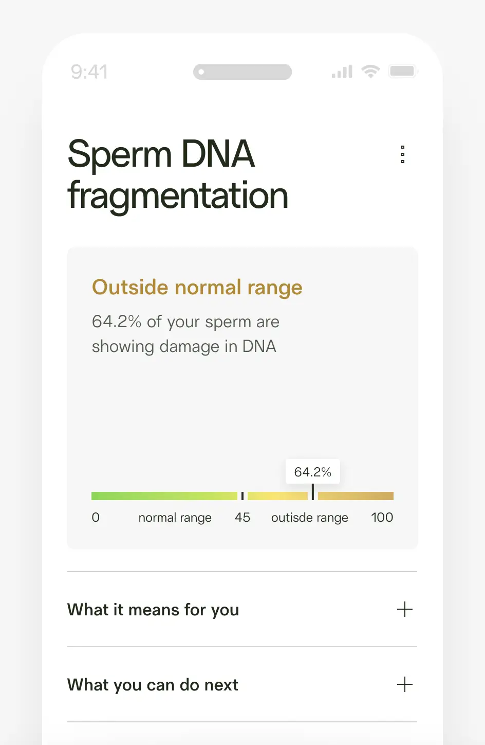 Sperm DNA results screen image